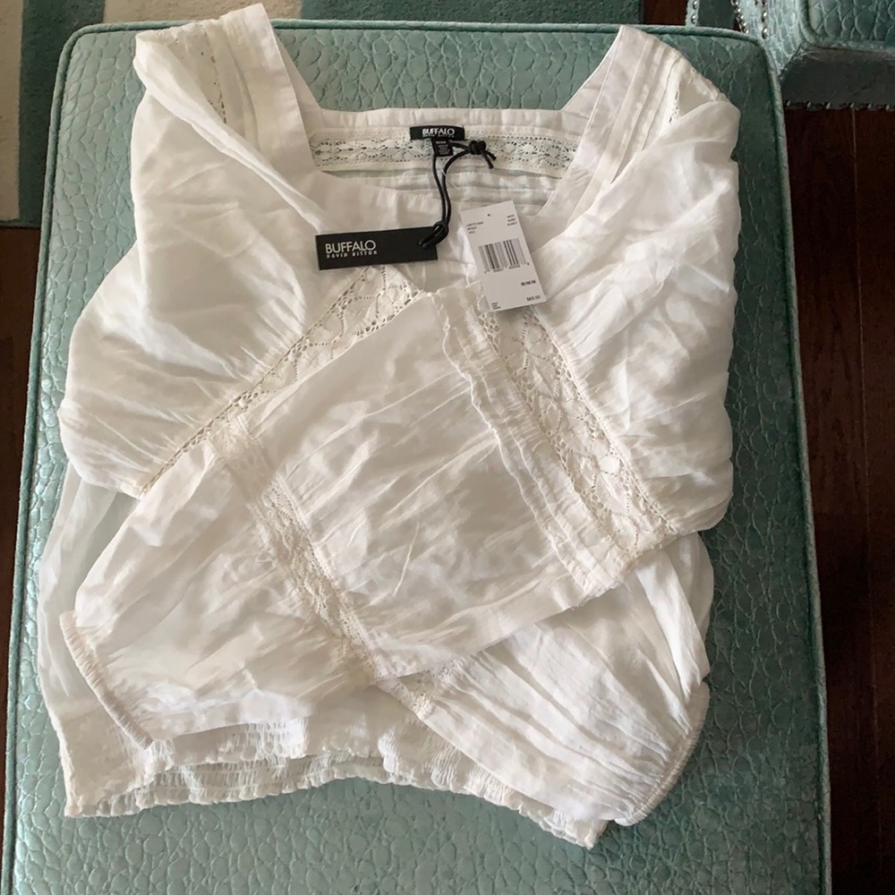 Lace detail white blouse